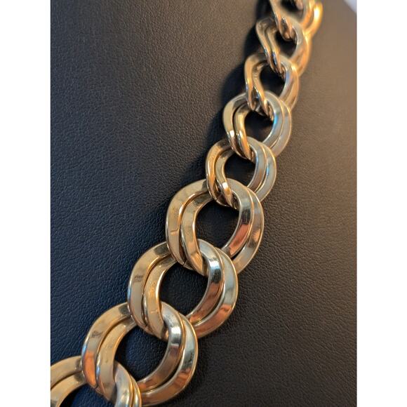 Vintage Polished Double Graduated Curb Link Necklace W/ Hook Clasp Necklace - Picture 4 of 6